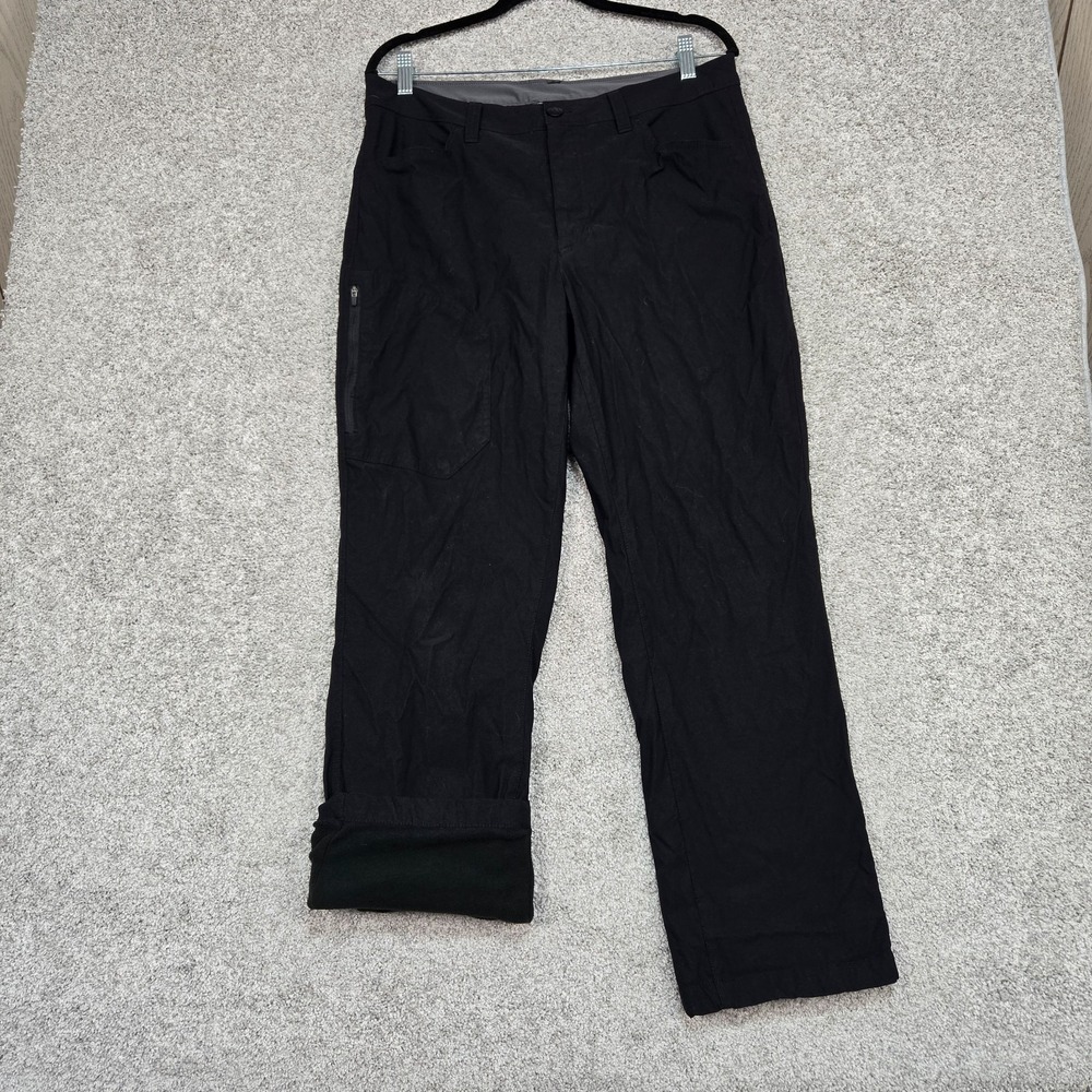 Eddie Bauer fleece lined tech Hiking Pants mens 34x30 Black